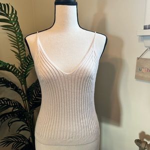 Vici Cream Vneck Ribbed Sweater Cami (M)